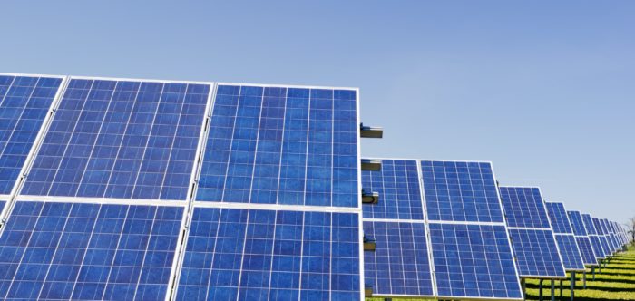 Solar panels on a field